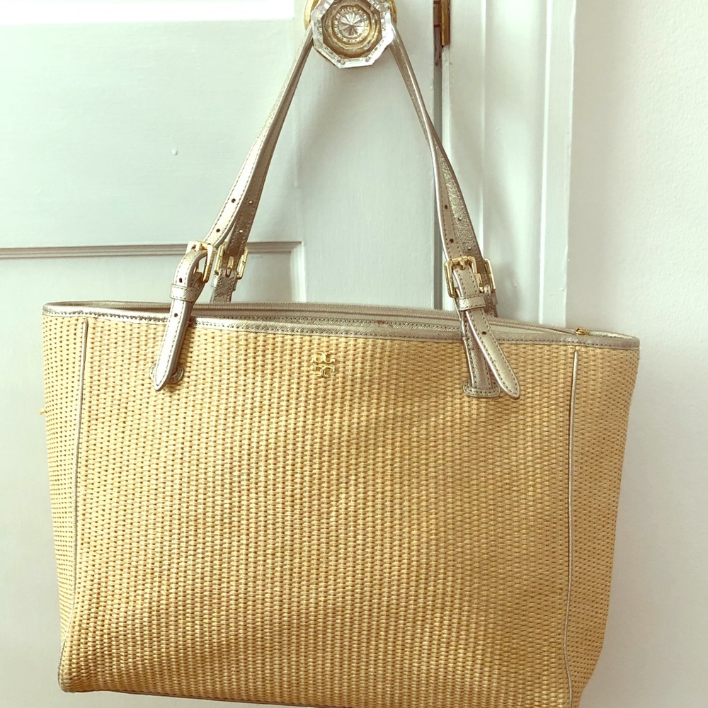 Tory Burch Woven York Straw Tote/Laptop Bag